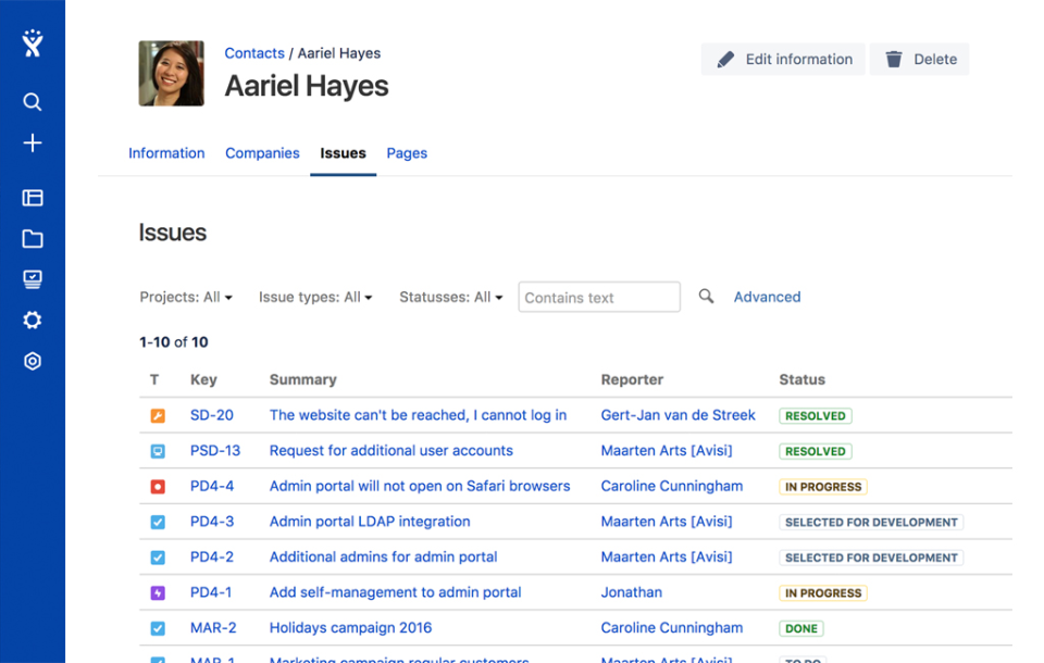 screenshot of Atlas CRM